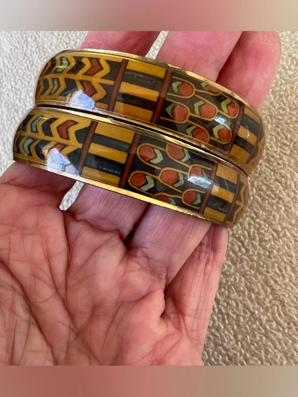 Set Two Bangle Bracelet in Mustard and Olive